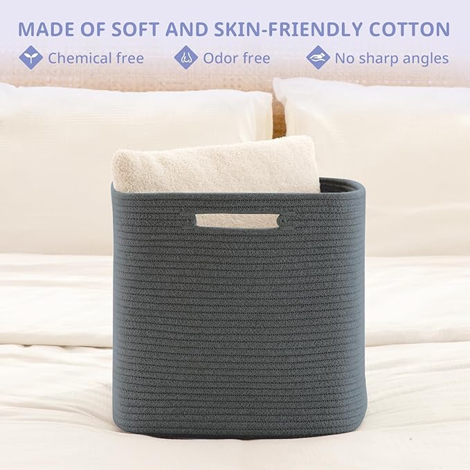 OIAHOMY Storage Cubes, 13 Inch Cube Storage Organizer, Collapsible Storage Bins, Baskets for Organizing, Storage Bins for Shelves-Dark Grey, 2-PACK