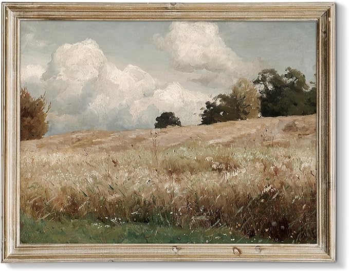 RETRART Vintage Wall Art, Wildflower Field Landscape Oil Painting - The Vast Grassland Wall Art Room Eclectic Decor - 8" x 10" Unframed Canvas Prints for Bedroom Living Room Bathroom Wall Decor