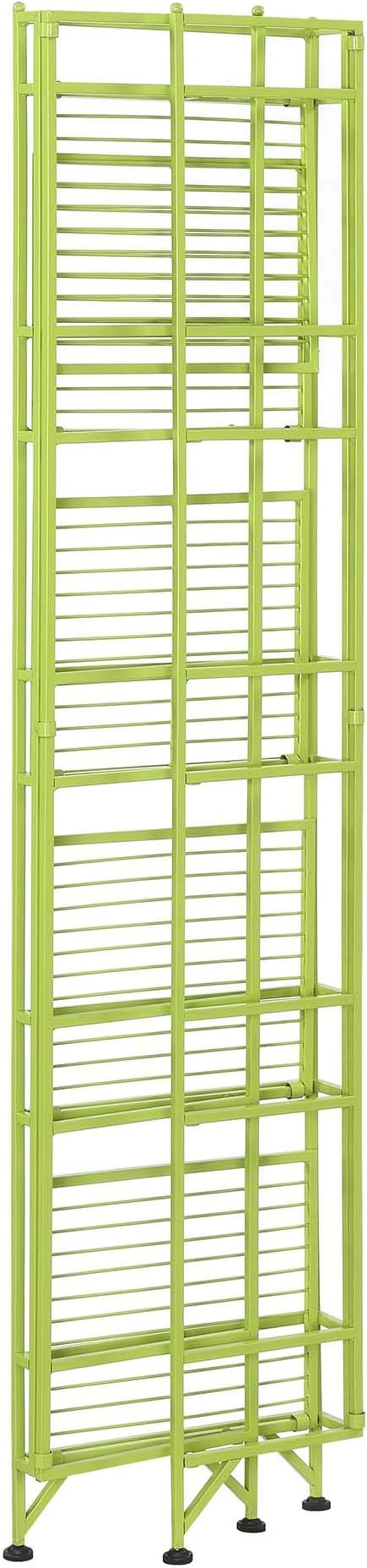 Convenience Concepts Xtra Storage Shelves - 5-Tier Folding Metal Storage Shelves, Closet Organizer for Office, Laundry Room, Bedroom, Garage, Kitchen, Bathroom, Lime Green
