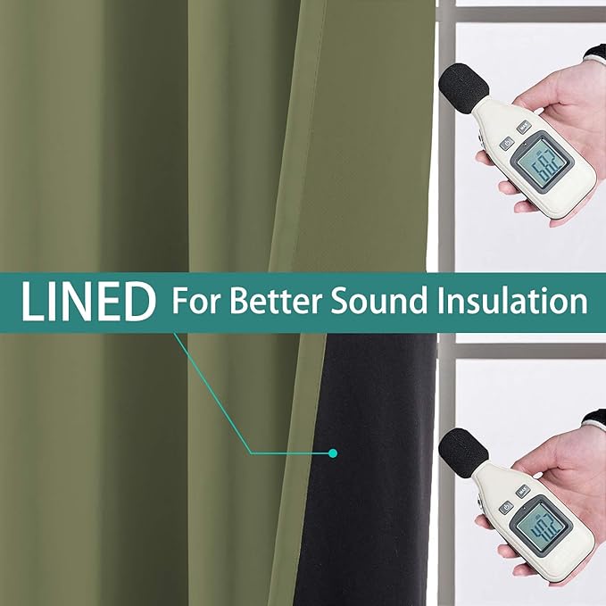 Yakamok 100% Blackout Extra Wide Thermal Insulated Curtains, Total Shade Patio Door Curtain, Full Light Shading Sliding Door Drape Room Divider for Living Room/Bedroom, Sage, W100 x L84, 1 Panel