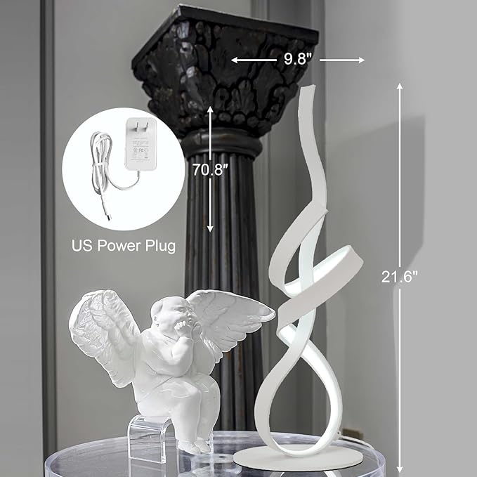 22inch 24W 2700LM Modern 3 Color Touch Dimmer LED Table Lamps with Remote Control for Bedroom, Living Room, Office, and Gaming Setup, Unique Gift Idea(White Seaweed)