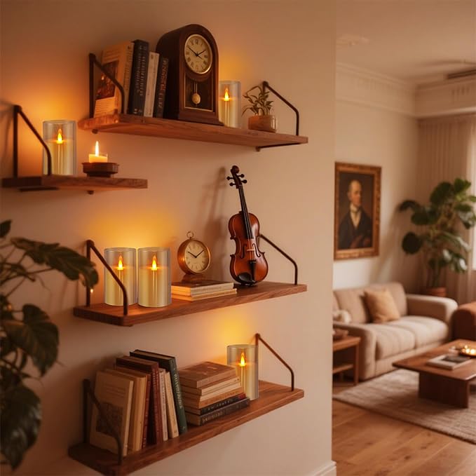 Gray Flameless Candles with Remote and Timer, 2 Pcs(D3 xH6) Flickering Battery Operated Acrylic LED Pillar Candles, Electric Fake Candles for Holiday Wedding Home Party Fireplace Décor