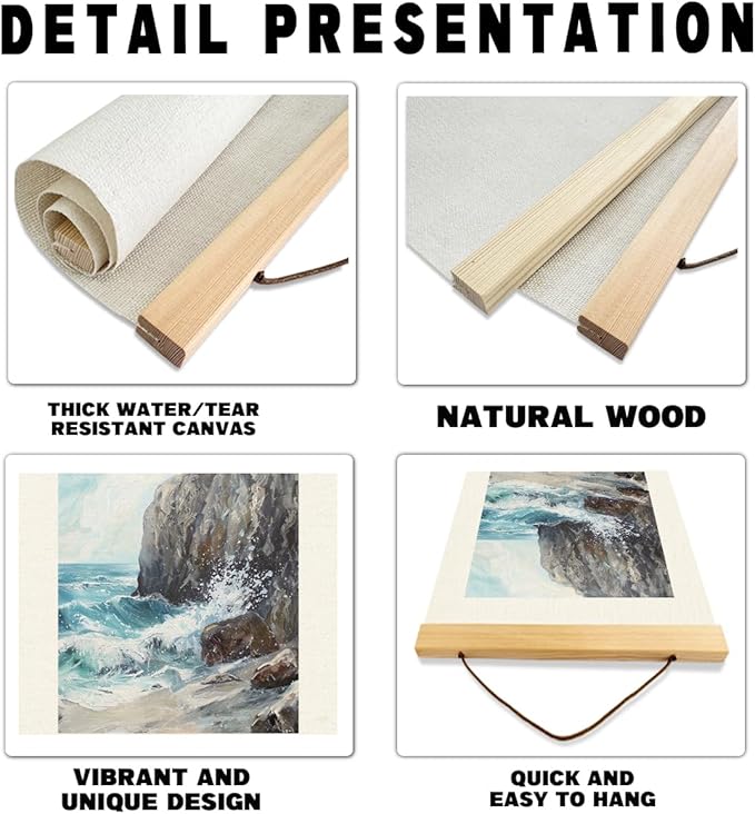 Christian Canvas Poster, Psalm 121:1-2 Canvas Poster Wood Hanger, Christian Wall Art, Bible Verse Posters, William Morris Prints Decor, Ocean Watercolor Decors, Home Decor Accent