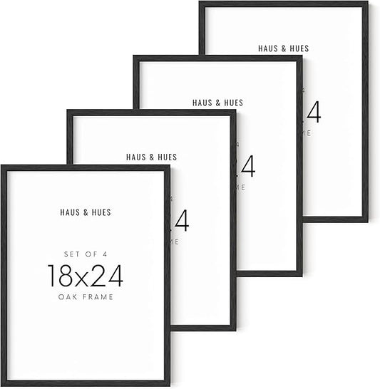 HAUS AND HUES Picture Frames - Set of 4, Black Oak 18x24 Frames with 24x36 Poster Size
