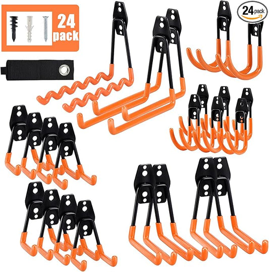 AOBEN Garage Hooks Heavy Duty Hooks for Garage Storage Wall Mount Garage Hanger & Organizer Hook (24PCS)-Orange
