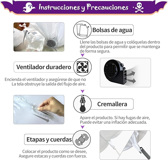 DomKom Halloween Inflatable Blow Up Decorations, Dia de Los Muertos 8FT Day of Dead Catrina Skulls, Built-in LEDs for Holiday Party, Garden, Lawn, Yard, Patio Décor