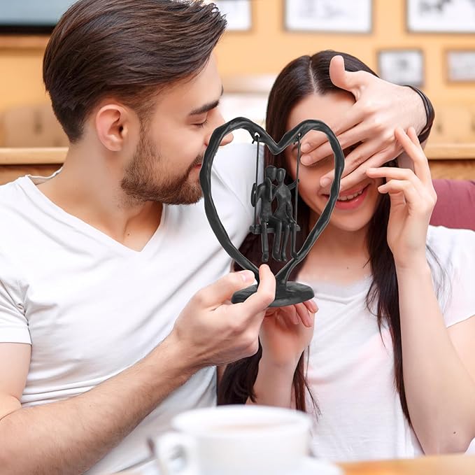 Iron Anniversary Wedding Gift for Her Wife Him and Couple,Iron Heart Statue Decoration Gifts,Heart Sculpture,Heart Figurine，Couple Figurine Statue,Valentine's Day Birthday Gifts