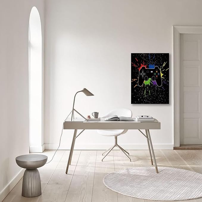 Game Room Decor Gaming Graffiti Wall Art Gamepad Painting Banksy Canvas Wall Art Pop Art Wall Decor Ready to Hang 12x16 Inch