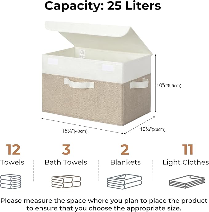 GRANNY SAYS Storage Bins with Lids, Decorative Storage Boxes, Clothes Stoarge Bins, Shelf Baskets, Closet Storage Bins for Clothing, Collapsible Storage and Organization, 2-Pack