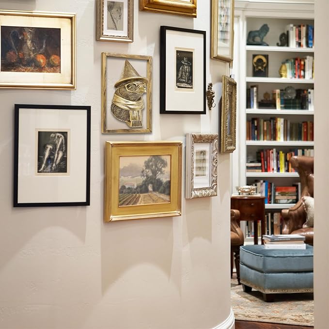 Animal Heads Wall Decor (Includes Metal Frame) Resin Animals Sculptures Head Wall Hanging Decoration Gold vintage Wall Sculpture for Living Room Bedroom Office (Penguin)