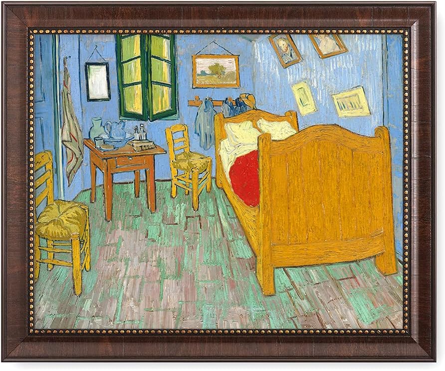 DECORARTS - Bedroom in Arles (Third version) - Vincent Van Gogh Giclee Prints w/Antique Brown Frame for Wall Decor. Picture Size: 20x16, Total Size w/Frame: 23x19