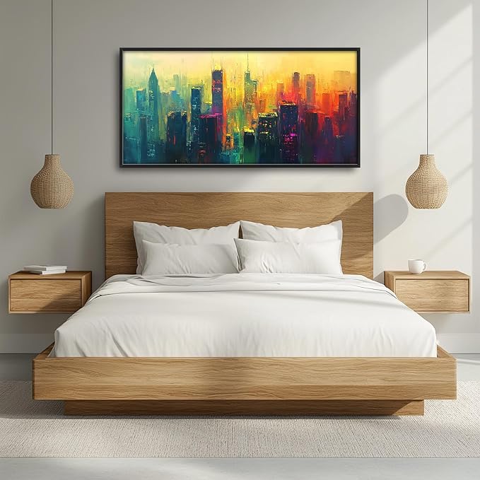 Framed Large Wall Art for Living Room, New York City Canvas Wall Decor, Large Cityscape Picture Framed Painting, Modern Artwork for Bedroom Office 60L'' × 30W''