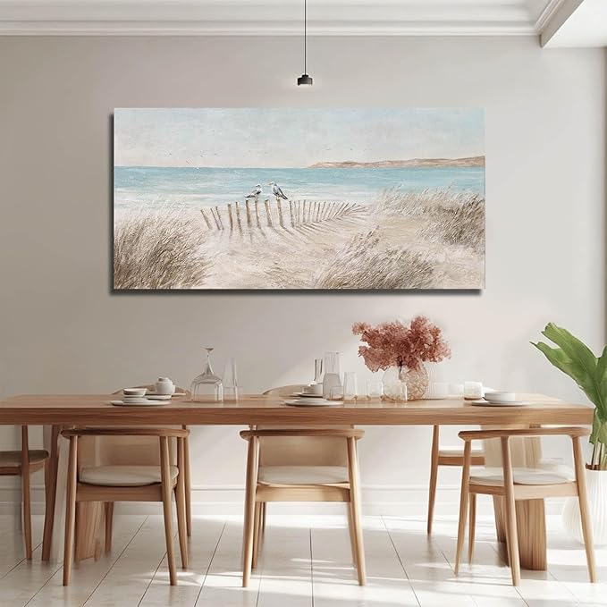GAIDUOMAI Seascape Wall Decor Modern Artwork Office Sea Bird Painting Sandbeach Canvas Wall Prints 24x48 Inch Bedroom Decorations Ready to Hang