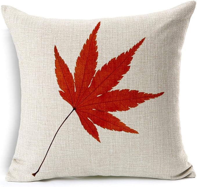 All Smiles Fall Throw Pillow Covers 22x22 Set of 4 Outdoor Maple Leaves Decorative Orange Thanksgiving Autumn Kitchen Home Decor Cushion Covers for Porch Couch Outside Harvest Decorations