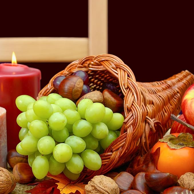 Dandat 1 Pcs Fall Cornucopia Basket 13.78 Inch Thanksgiving Horn of Plenty Autumn Table Decoration Harvest Cornucopia for Thanksgiving Table Centerpieces Fall Party Decorations