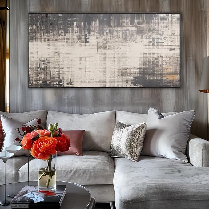 Wall Art Grey and Black Framed Abstract Wall Decor Modern Artwork for Living Room Bedroom Dining Room Home Office Decor Large Framed Ready to Hang 30"x60"