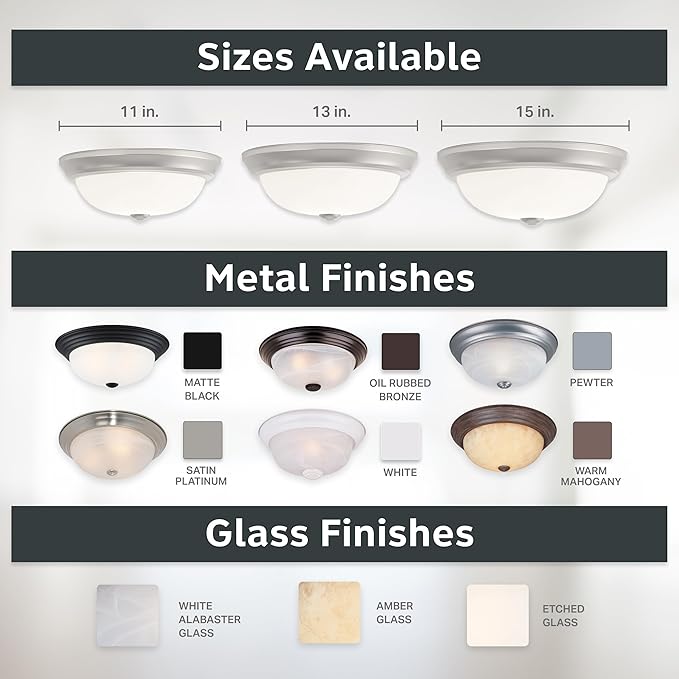 DESIGNERS FOUNTAIN Reedley 3-Lights Flush Mount Ceiling Light, 15 Inch Lighting Fixture for Kitchen, Bedroom, Bathroom, and Hallway, Pewter with Etched Glass, 1257L-PW-W