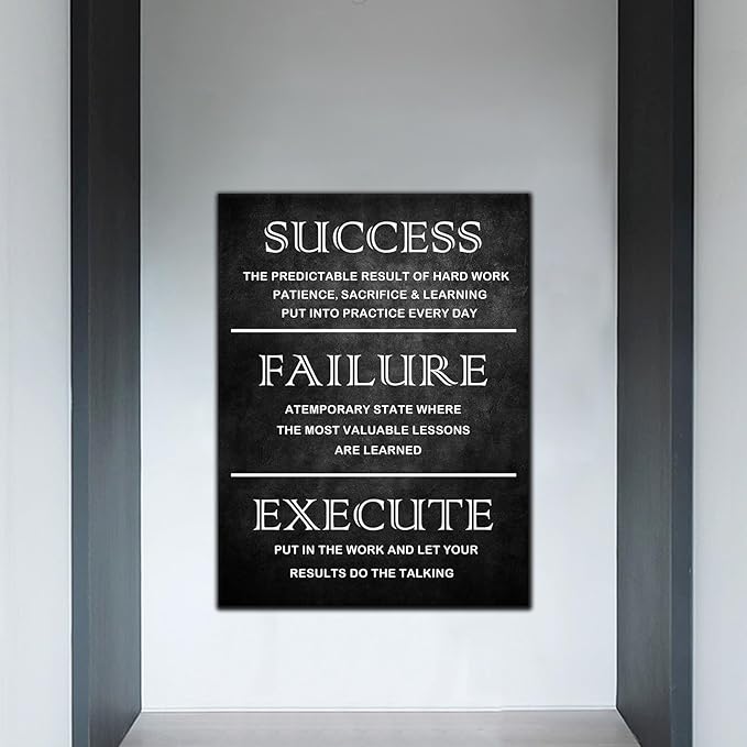 Success Quote Inspirational Wall Art Inspiring Canvas Poster Print Inspiring Motivational Picture Framed Artwork Picture for Office Workplace Living Room Wall Decoration Ready to Hang [30''W x 40''H]