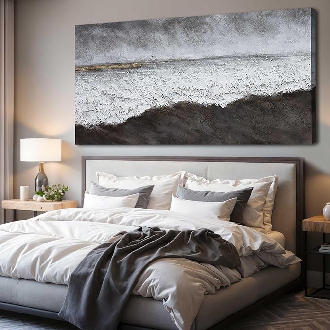 XIANSHOU Black Canvas Artwork For Living Room Abstract Wall Decor Picture on Canvas Large Size Hallway Decor Office Dining Room Decorative Wall Art 29"x58" Ready to Hang