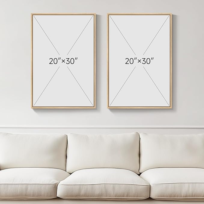 Large Framed Neutral Abstract Wall Art, 2 Piece Beige and Navy Blue Modern Minimalist Canvas Prints Paintings Artwork for Walls, Colorful Pictures for Living Room Dining Bedroom Wall Decor 20x30 In