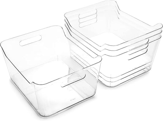 BINO | Plastic Organizer Bins, X-Large - 4 Pack | The SOHO Collection | Multi-Use Organizer Bins | Pantry & Freezer Bin | Plastic Storage Containers | Bin for Home & Kitchen Org
