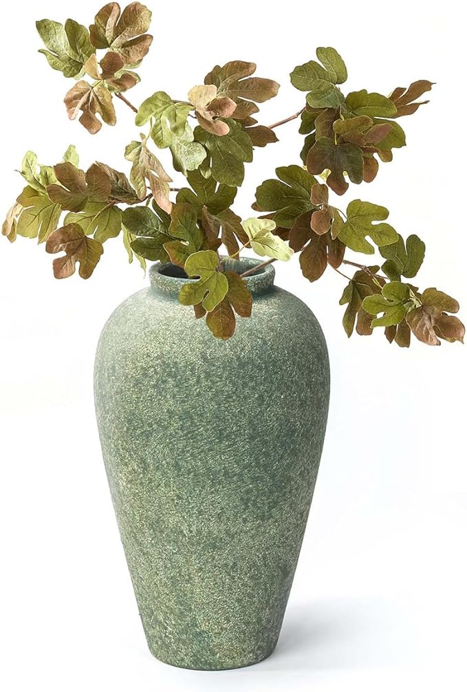 Ceramic Flower Vase Home Decor - 9.2 inch Large Farmhouse Table Vases, Rustic Decorative Vases for Kitchen Living Room Coffee Dining ShelfMantel Decoration