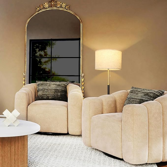 26.4" Living Room Modern Table Lamp Bedside Lamps for Bedroom 3-Color Temperatures Pull Chain Switch Nightstand Lamp for End Tables Wood Fabric for Home/Office/Desk Decor (Light Brown+Brass)