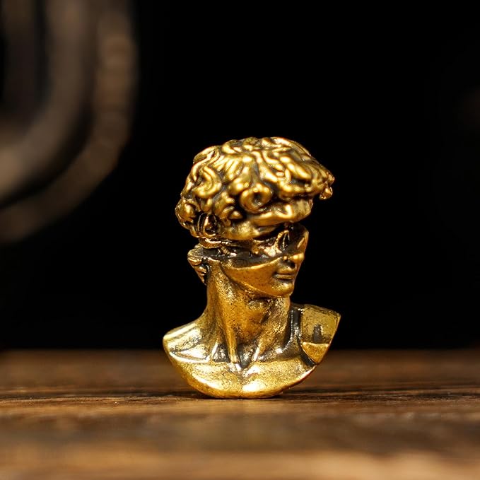 Binary David Peep into The Future Sculpture Retro Style Made of Solid 100% Brass Handcrafted Ideal for Home Decor Desk Ornaments Collectible Crafts Office Scene Setters & Artistic Decorations