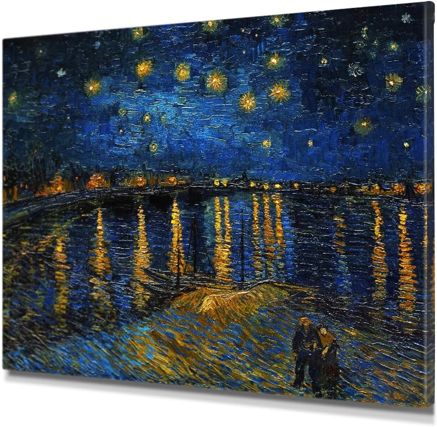 DECORARTS - Starry Night Over The Rhone, Vincent Van Gogh Art Reproduction. Giclee Canvas Prints Wall Art for Home Decor 30x24