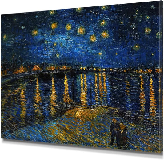 DECORARTS - Starry Night Over The Rhone, Vincent Van Gogh Art Reproduction. Giclee Canvas Prints Wall Art for Home Decor 30x24
