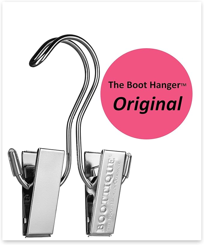 The Boot Hanger - Shoe Storage Space Saver (Set of 3); Boot Hanger, Boot Holder, Boot Clips (Silver)