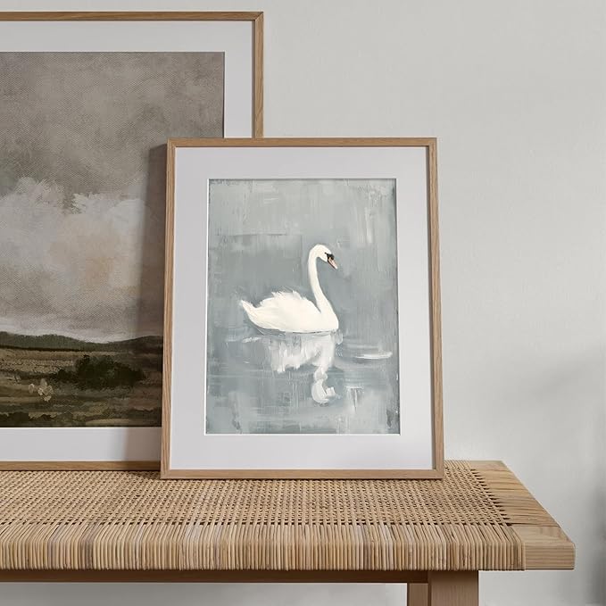 RETRART Vintage Swan Wall Art - Swan Vintage Canvas Art Prints for Wall Decor, Swan Painting white swan, Elegant Animal Oil Painting Decor for Living Room Bedroom Kitchen - 11" x 14" - UNFRAMED