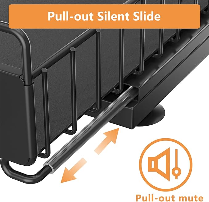 Under Sink Organizer, 2 Packs Under Sink Organizers and Storage, Slide Out Pull Out Cabinet Organizer Shelf with Metal Drawers for Kitchen Bathroom Pantry, Black