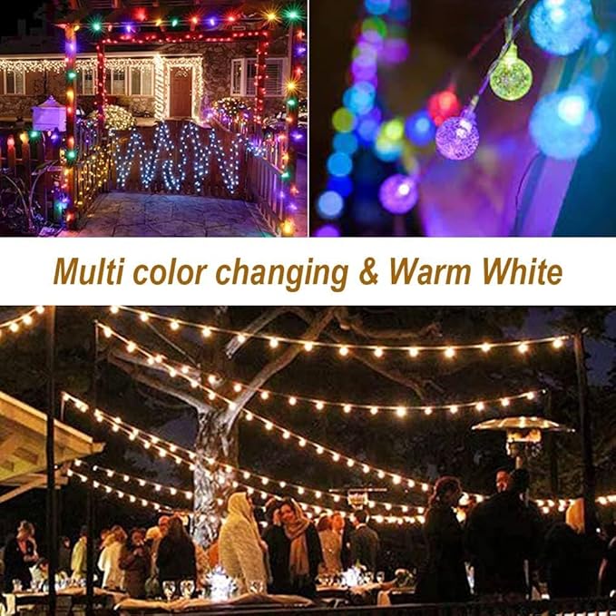 Mocalido 20ft Globe String Lights Battery Operated Outdoor, 40 LEDs Christmas Hanging Lights with Remote, Warm White & Multicolor Waterproof Fairy Lights for Camping Tent Indoor Bedroom Classroom