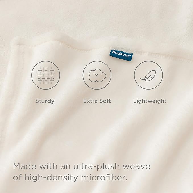 Bedsure GentleSoft Fleece Bed Blankets Full Size Cream - Soft Lightweight Plush Fuzzy Cozy Luxury Blanket Microfiber, 84x90 inches