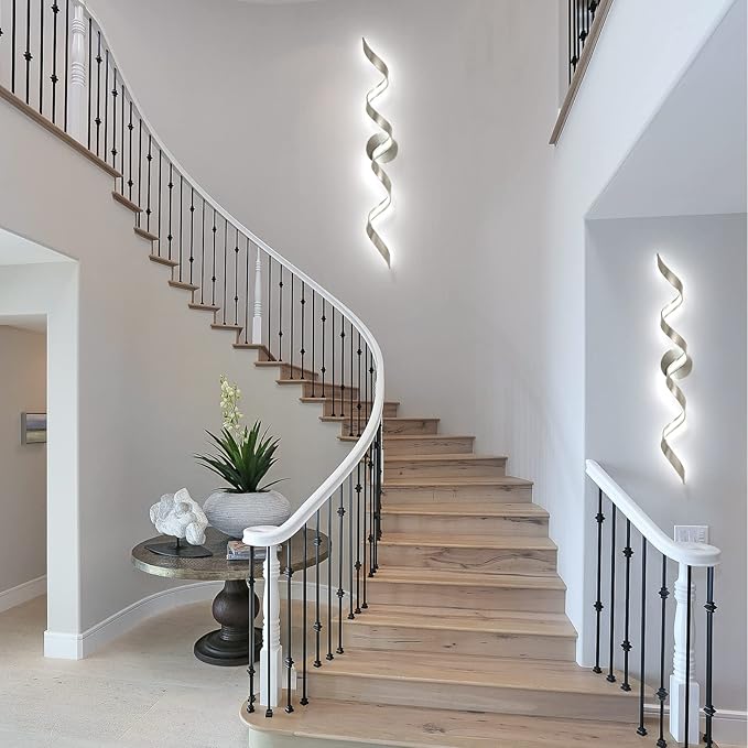 Dimmable Modern LED Bathroom Vanity Light 32 inch, 20W Spiral Design Bathroom Light Fixtures Over Mirror, Wall Light Fixtures for Bedroom Living Room, 6000K White Light