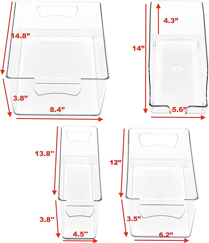 SimpleHouseware Refrigerator Storage Organizer Bins, Assorted Set of 6