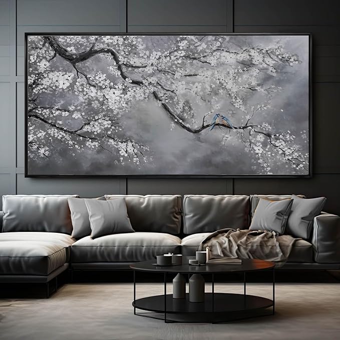 Nature Wall Decor Flowers White Pictures Art Bird Artwork Botanical Wall Art 29x58 Inch Hanging Art Wall Decorations for Office Bedroom