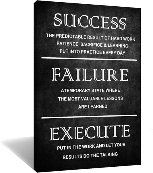 Inspirational Office Framed Wall Art Motivational Quotes Poster Inspiring Success Quotes Canvas Painting Print Artwork for Modern Living room Wall Decoration Ready to Hang [12''W x 18''H]