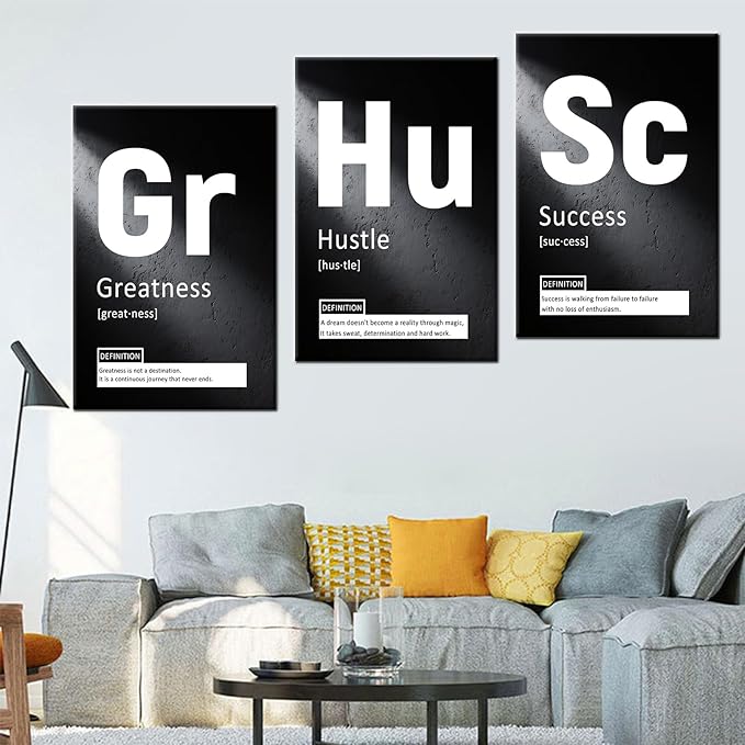 Motivational Canvas Posters Print Framed Wall Art 3 Pieces Inspirational Entrepreneur Quotes Picture Painting Artwork for Living Room Office School Wall Decoration Ready to Hang [72''Wx 36''H]