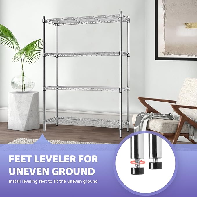 PayLessHere | 4-Tier Wire Shelf | 36"x14"x54" | Chrome | Adjustable Racks | Heavy-Duty Storage Shelves, Holds Upto 1000 lbs | Rust-Resistant, No-Tool Assembly | for Home, Garage Shelving