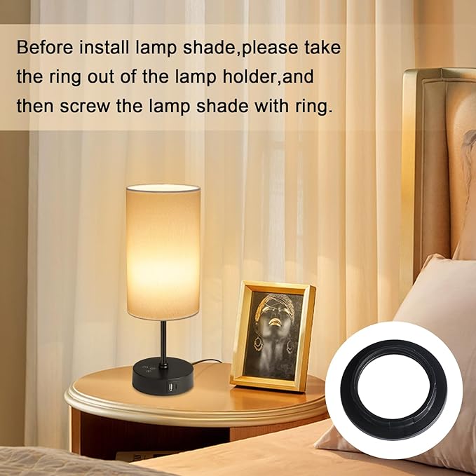 Unicozin Table Lamp,3 CCT 3000K/4500K/6500K & RGB Color Changing,Stepless Dimmable Touch Control Bedside Lamp for Reading,Ambience Nightstand Light for Home Decor Party,White Shade