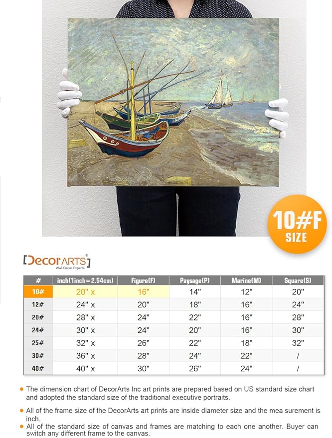DECORARTS - Boats At Saintes Maire, Vincent Van Gogh Art Reproduction. Giclee Canvas Prints Wall Art for Home Decor 20x16