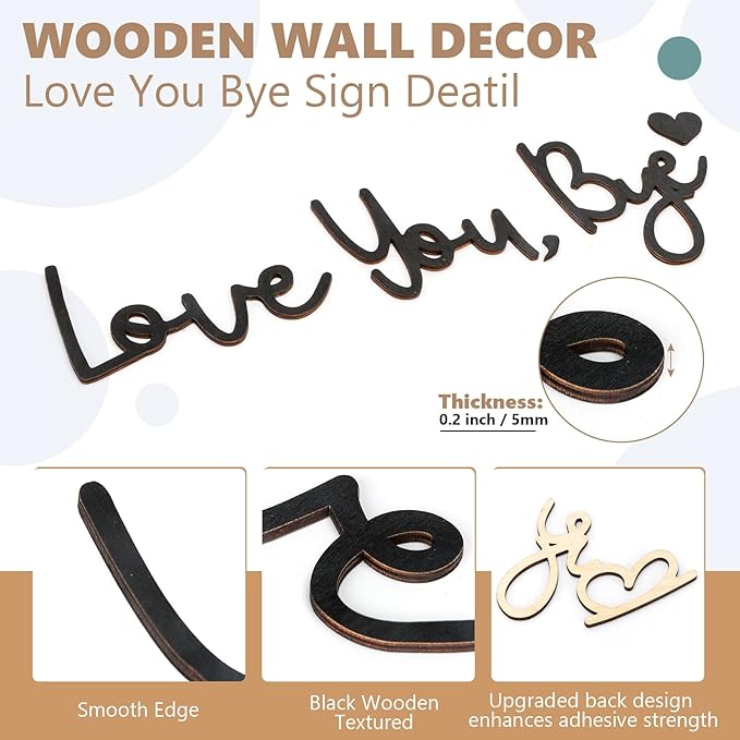 Yadiana Love You Bye Sign Above Door Boho Home Decor, Black Modern Wall Art Decor Express Love and Warm for Your Family Lovers, Valentine xmas Gift Room Entryway Hallway House Wall Decor Aesthetic