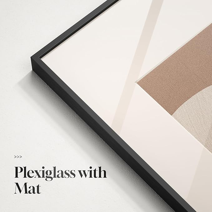 Framed Neutral Abstract Wall Art for Living Room, 4 Piece Earth Tone Modern Art Prints Paintings Artwork for Walls, Minimalist Brown Abstract Pictures for Hallway Dining Room Bedroom Office Wall Decor