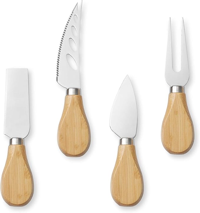 Casafield Charcuterie Board Gift Set, Bamboo Cheese Board with Slate Cheese Plate and Knives, Wooden Serving Platter for Housewarming, Wedding, Birthday