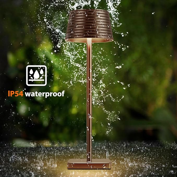 2Pack Cordless Table Lamps Rechargeable,Battery 6000mAh LED Portable Lights for Outdoor/Patio/Restaurant/Indoor Desk Lamp - IP54 Waterproof 3 Colors Stepless Dimming (2pack Coffee)