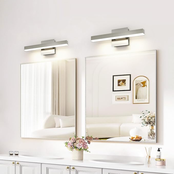 Joossnwell Bathroom Light Fixtures Brushed Nickel Vanity Lights Bar 5cct Dimmable Modern Bath Lighting Fixture Over Mirror Led Vanity Light for Bathroom 15.74 inch ETL Certificated