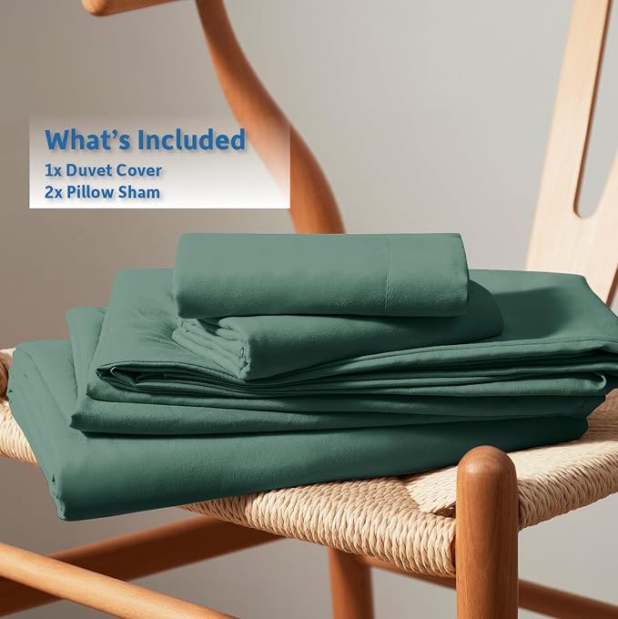 Nestl Forest Green Duvet Cover King Size - Soft Double Brushed King Duvet Cover Set, 3 Piece, with Button Closure, 1 Duvet Cover 104x90 inches and 2 Pillow Shams