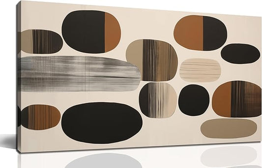 Prepeyssee Large Brown Abstract Wall Art for Living Room Geometry Black Boho Artwork for Bedroom Office Kitchen Modern Canvas Prints 20"x40"